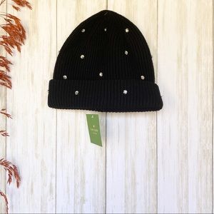 Kate Spade Black Bedazzled Beanie
